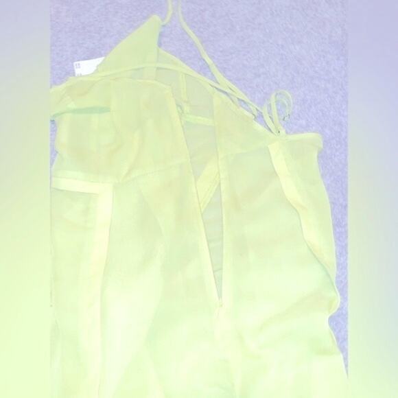 BY ANTHROPOLOGIE Y2K Fully Sheer Slip Dress Sz. 4 Chartreuse Feminine Coquette - Picture 9 of 12